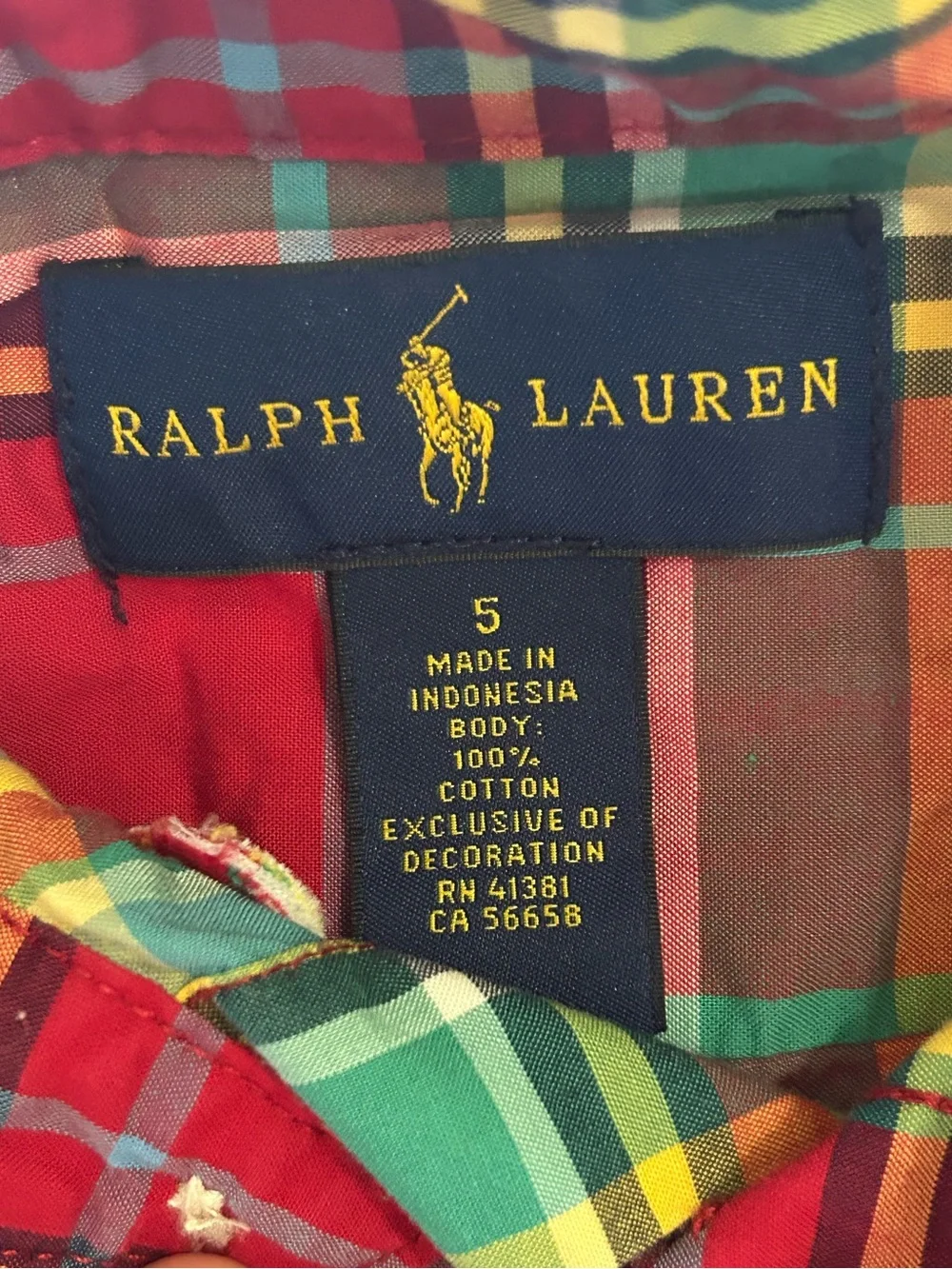 2 Ralph Lauren Boys Size 5 Preppy Button Down Shirts Plaid Red Kids 100% Cotton